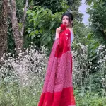  THE LIVING CRAFT Jaipuri Hand Block Printed Soft Cotton Mulmul Saree