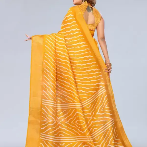  Women's Cotton Silk Lehriya Pattern Saree
