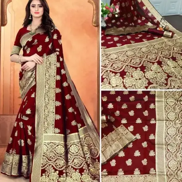 Traditional Banarasi Silk Maroon Jacquard Saree