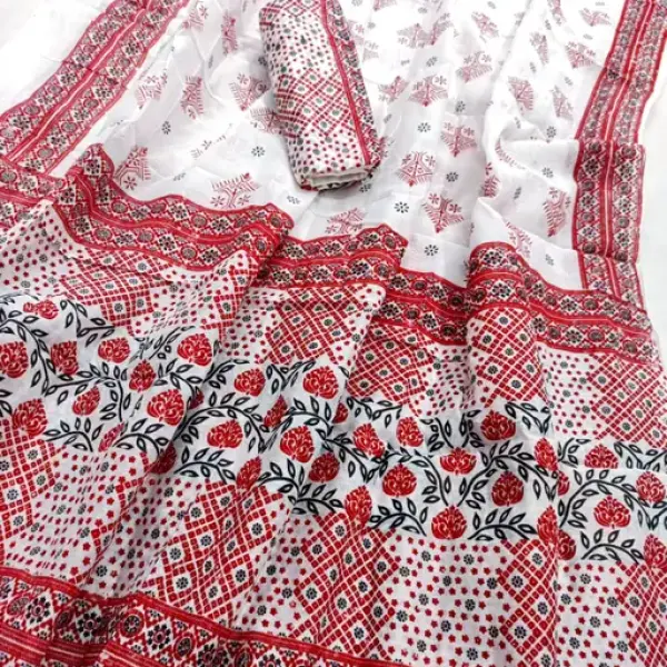  Mekhla chado cotton print mekhla sador