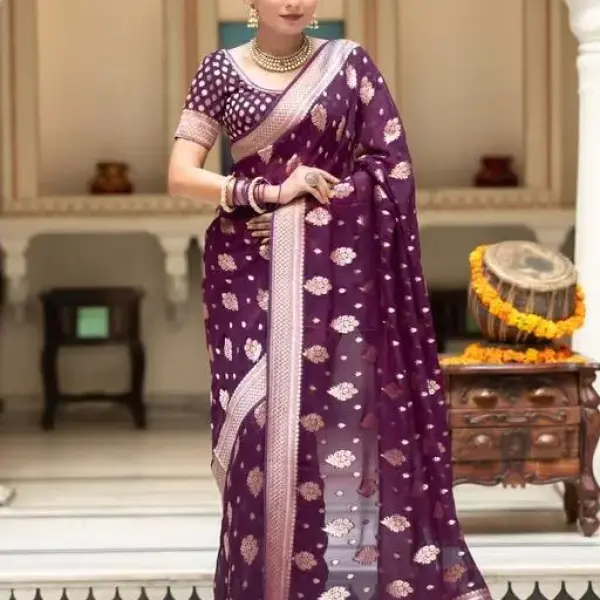  woven BanarasiSilk Jacquard Saree