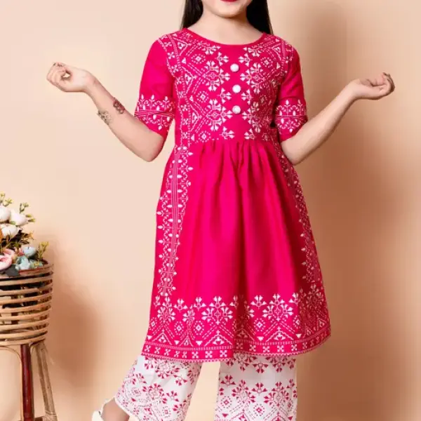 Girls plazo & Dresses Pink
