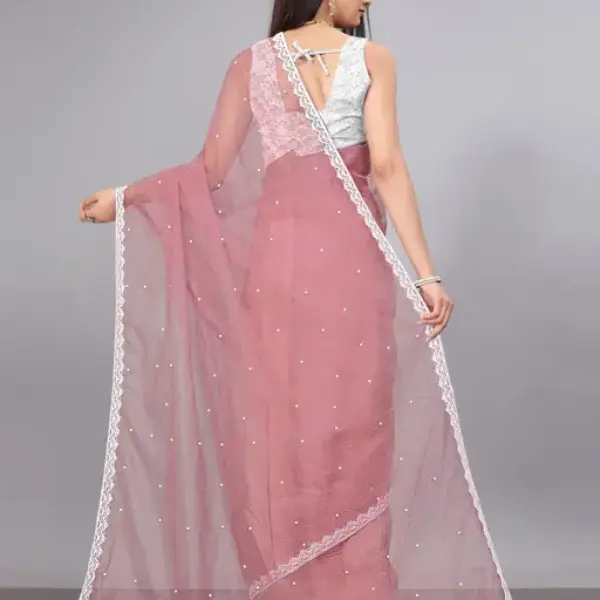 Women's SUPERNET BEADS AND STONE SAREE