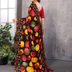  Polka Dot Blue Printed Georgette Printed Saree