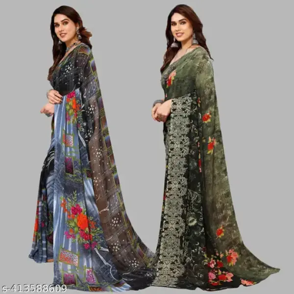  Printed Daily Wear Georgette Sarees