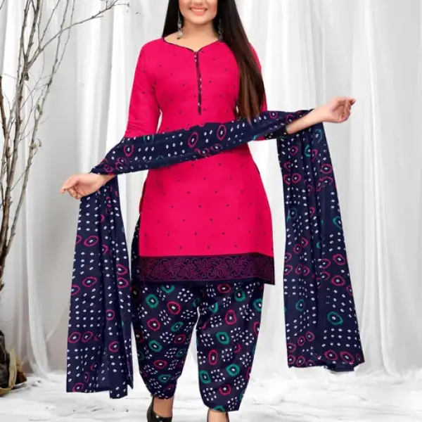 Anny Deziner Women's Cotton Printed Salwar Suit & Dupatta Sets With Ineer (Ready To Wear)