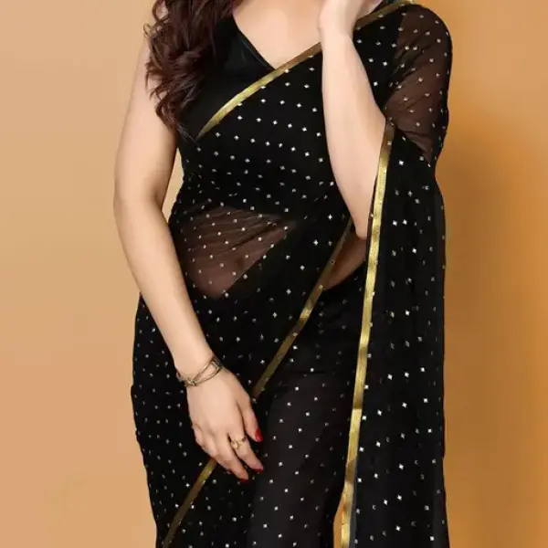  Embellished Daily Wear Chiffon Black Saree