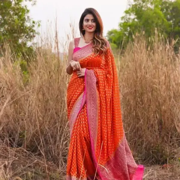 trendy Women's Beautiful Litchi Silk Saree