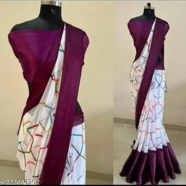Satin silk printed saree