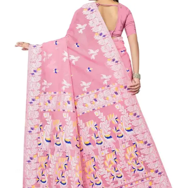  BROYAAR SHOP Jamdani Designer Cotton Blend Silk Saree