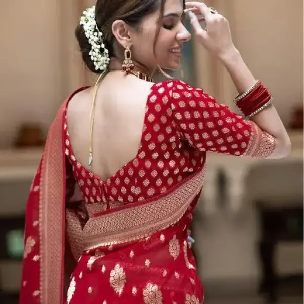  Woven BanarasiSilk Jacquard Saree