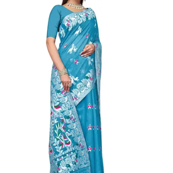  BROYAAR SHOP Jamdani Designer Cotton Blend Silk Saree