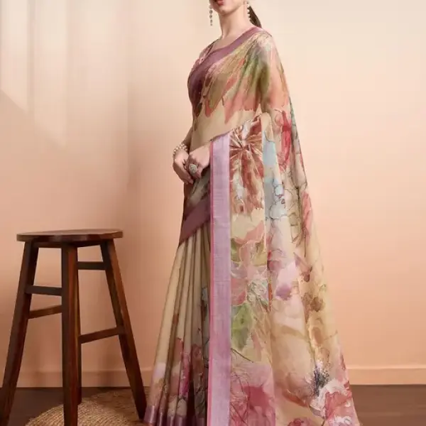  Printed Linen Saree