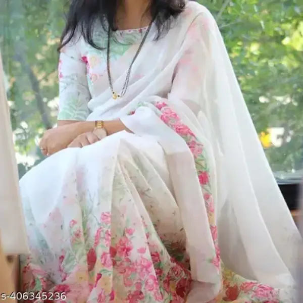 Linen Cotton Print Saree