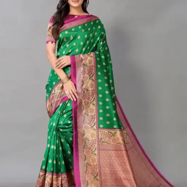 art silk Green Lace Border Saree