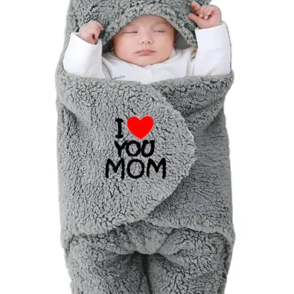 Baby Sleeping Bag Newborn Hooded Swaddle Security Wrap Bag For Baby Boys And Baby Girls Grey