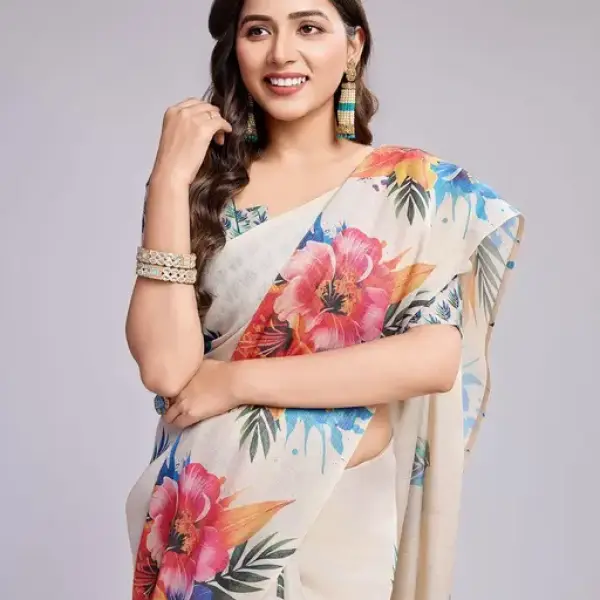  Printed Linen Saree