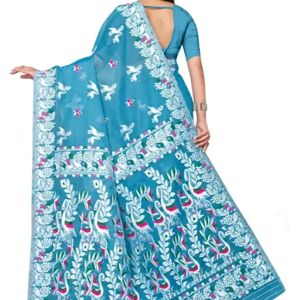  BROYAAR SHOP Jamdani Designer Cotton Blend Silk Saree