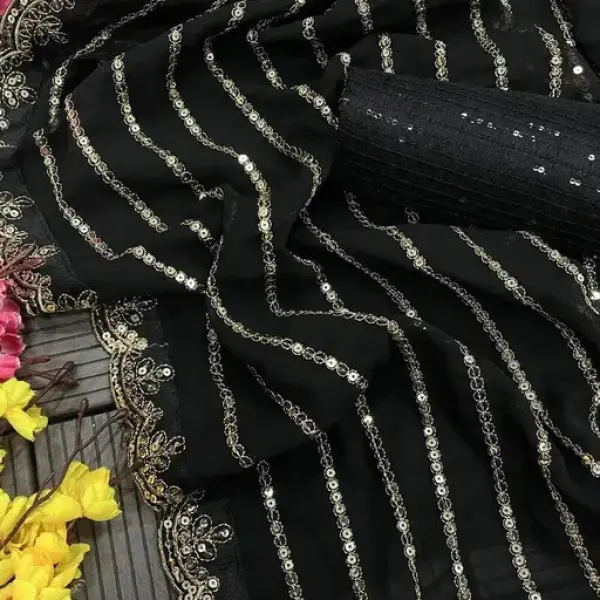 Z-Black Designer Party Wear georgette sequence work saree