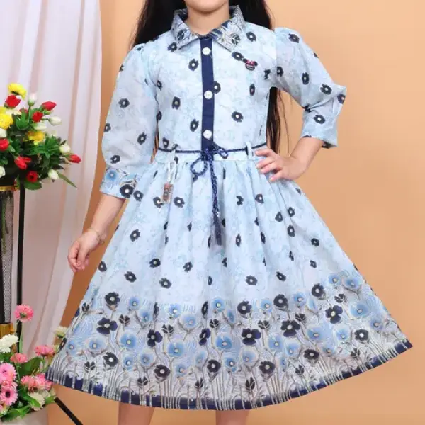 Trendy frocks for girls Blue and White