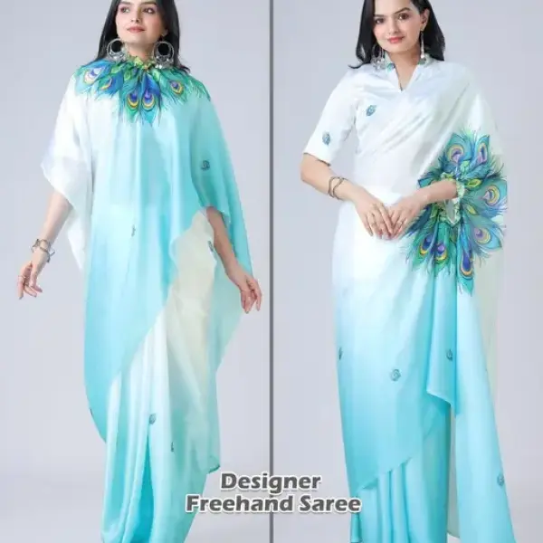 Women's satin silk Digital print saree