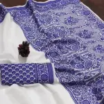 White/Blue Cotton Silk Saree