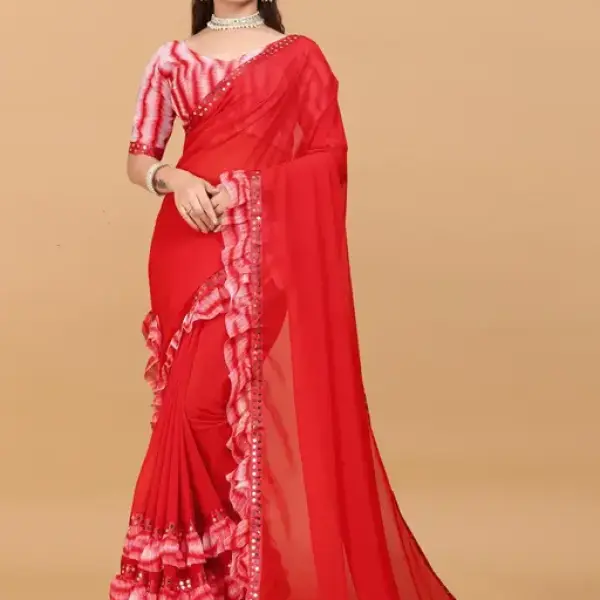 Women's ruffle saree