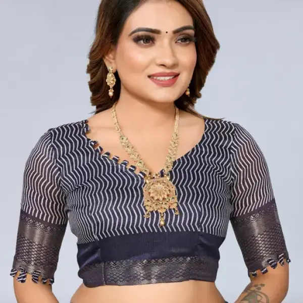 Women's Cotton Silk Lehriya Pattern Saree