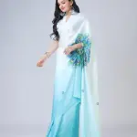 Women's satin silk Digital print saree