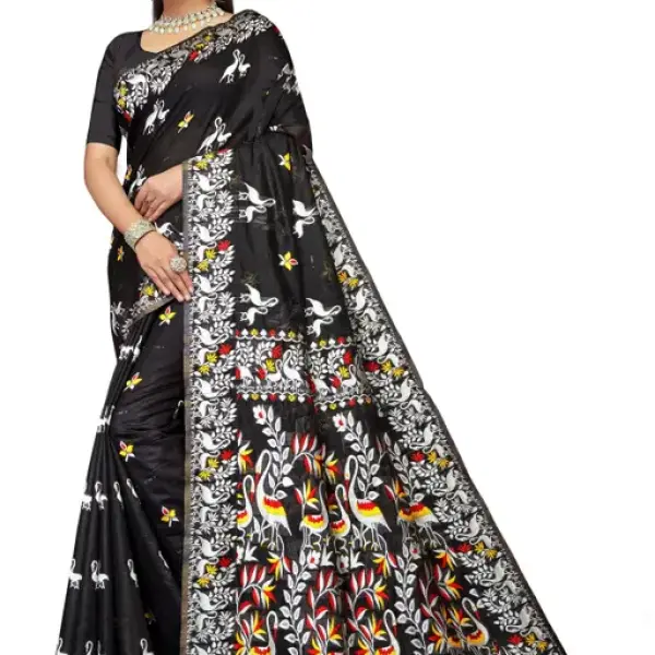  BROYAAR SHOP Jamdani Designer Cotton Blend Silk Saree
