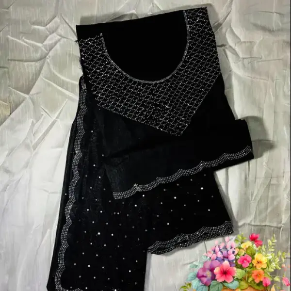  DESIGNER RIMZIM SAREE WITH DIAMOND WORK