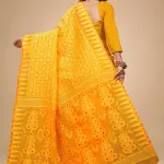  Cotton Linen Meenakari Jamdani Woven Saree