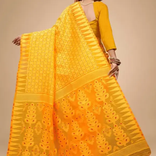  Cotton Linen Meenakari Jamdani Woven Saree