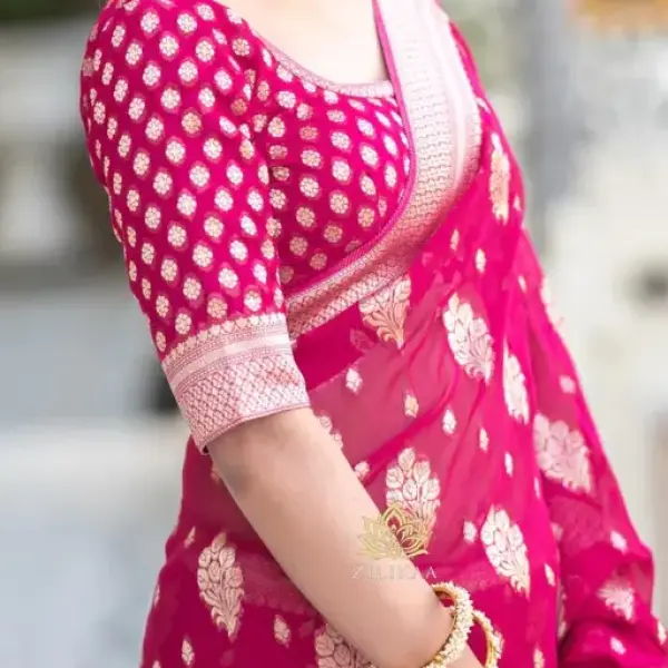  Jacquard Gold Zari Woven Litchi Silk Traditional Soft Banarasi Saree
