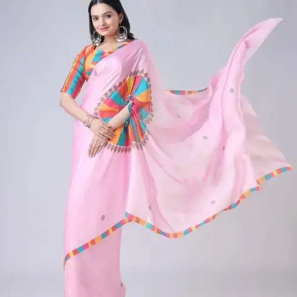 Women's satin silk Digital print saree