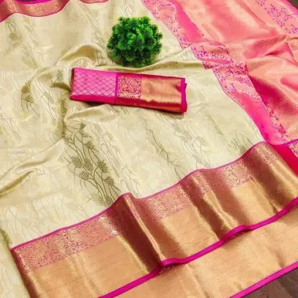 Kanjeevram banarasi pure silk satin broder saree