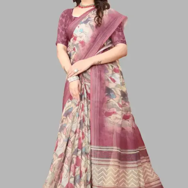 Women's Linen cotton Woven Saree