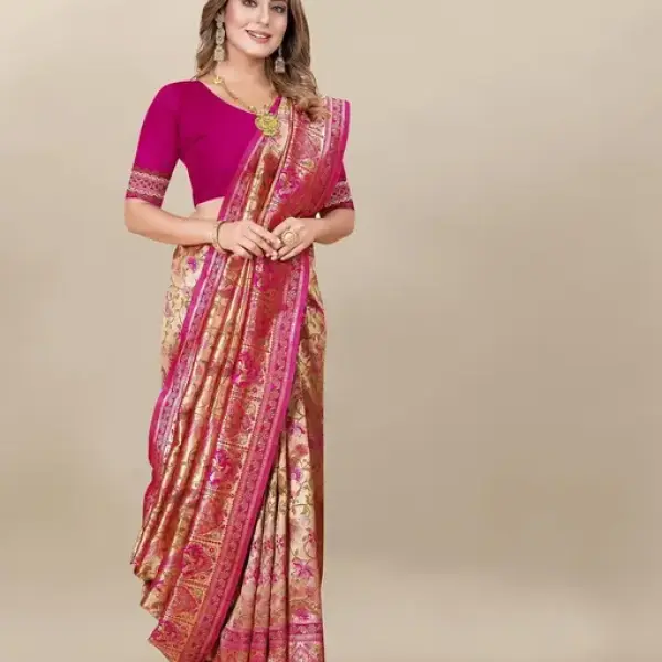 Multi Coloured Banarasi Silk Saree