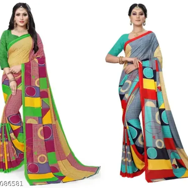 Fashionable Georgette Saree (Pack Of 2)
