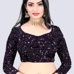 Ready To Wear Lycra Blend Purple Ruffle Saree