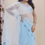  BEAUTIFUL NET FABRIC FLORAL EMBROIDERY WORK SAREE