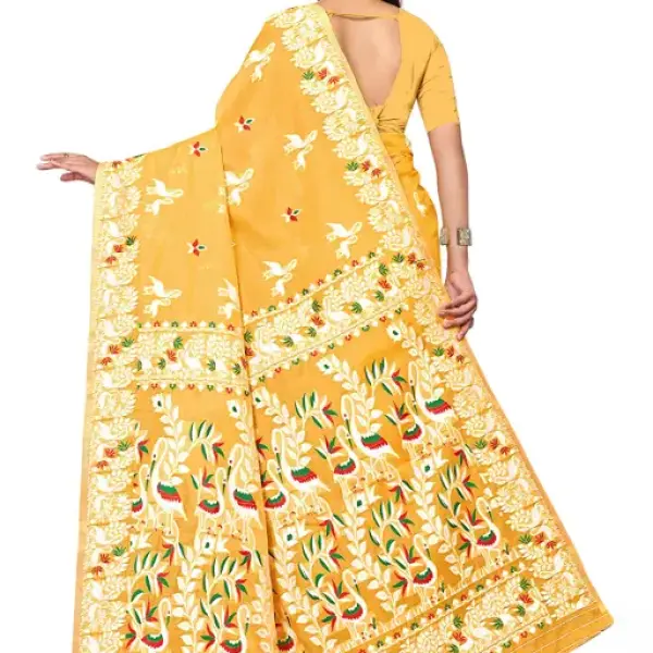 BROYAAR SHOP Jamdani Designer Cotton Blend Silk Saree