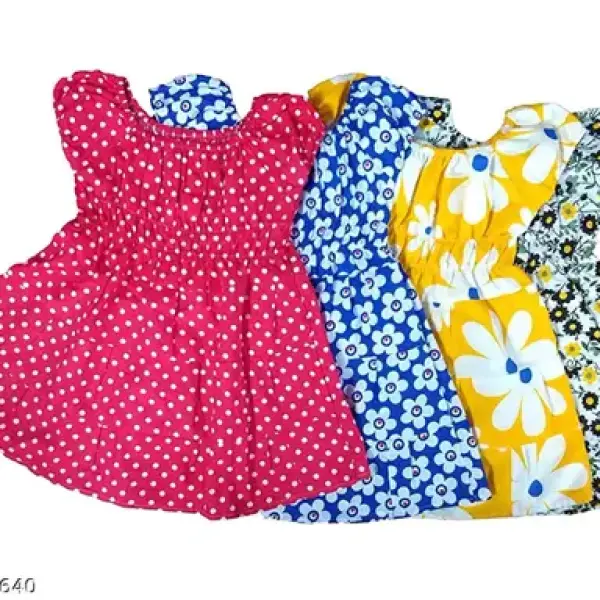 girl cotton frock jhabla printed dresses combo pack of 4