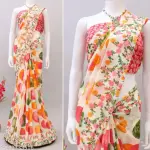 Polka Dot Printed Georgette Saree