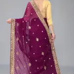 HEAVY KAJU DESIGN EMBROIDERY WORK WITH MIRROR SAREE