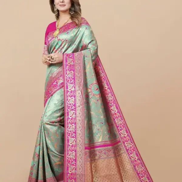 Gazal Fashions Multi Coloured Banarasi Silk Saree