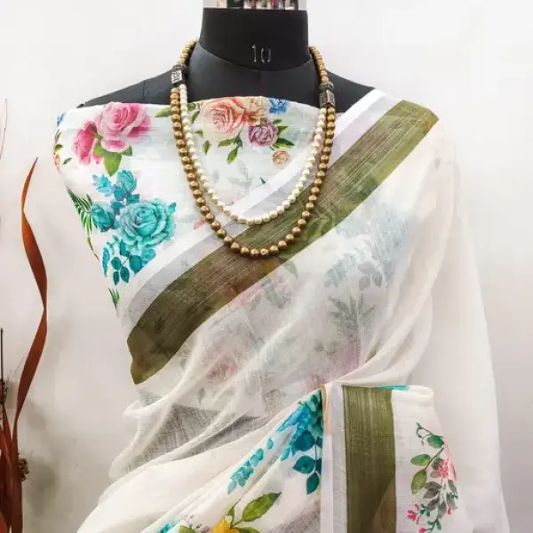Cotton linen saree