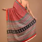  Premium quality soft zari cotton mulmul vanaspati Ajrakh printed saree