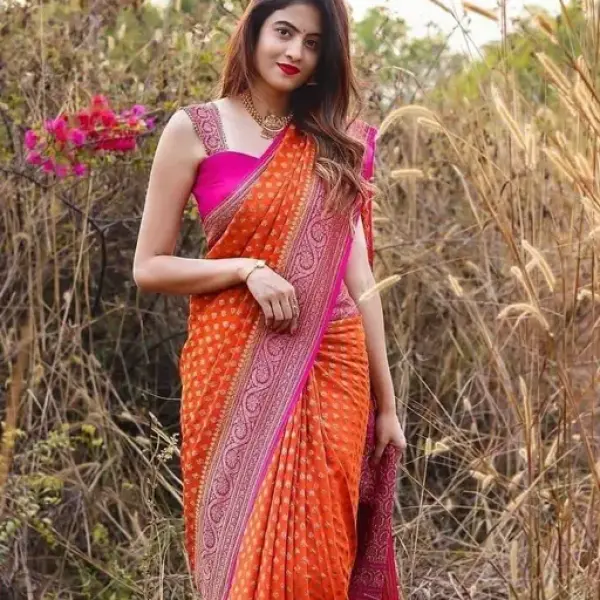 trendy Women's Beautiful Litchi Silk Saree