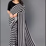 Black striped georgette saree